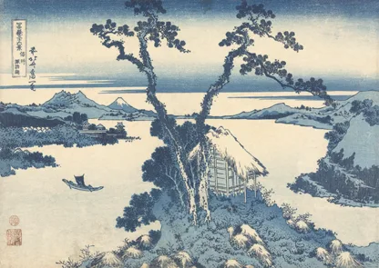 KATSUSHIKA HOKUSAI - A View of Mount Fuji Across Lake Suwa