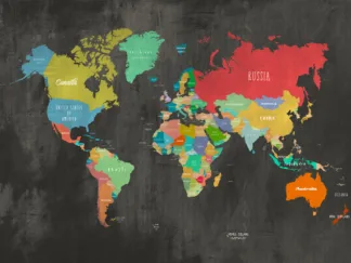 JOANNOO - Modern Map of the World (Chalkboard)