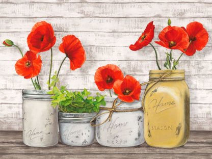 JENNY THOMLINSON - Poppies in Mason Jars (detail)
