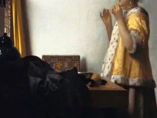 JAN VERMEER - Woman with a Pearl Necklace (detail)