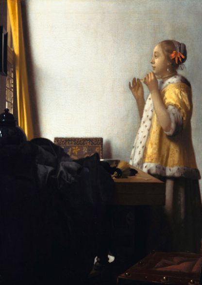 JAN VERMEER - Woman with a Pearl Necklace (detail)