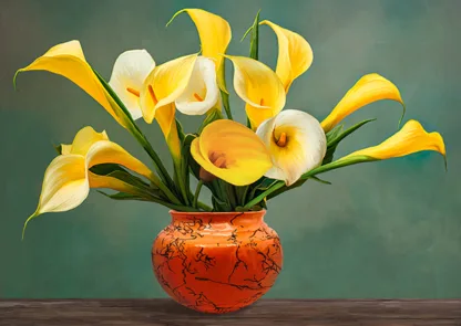 LUCA VILLA - Vase of Yellow Callas