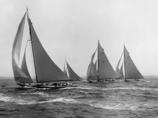 EDWIN LEVICK - Sloops at Sail, 1915 (detail)