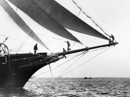 EDWIN LEVICK - Ship Crewmen Standing on the Bowsprit, 1923