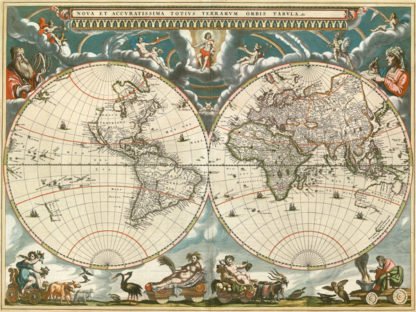 JAN BLAEU - Nova et Accuratissima Totius Terrarum Orbis Tabula, 1664