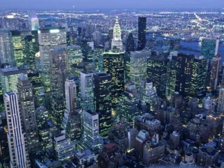 MICHEL SETBOUN - Manhattan Skyline at Dusk, NYC