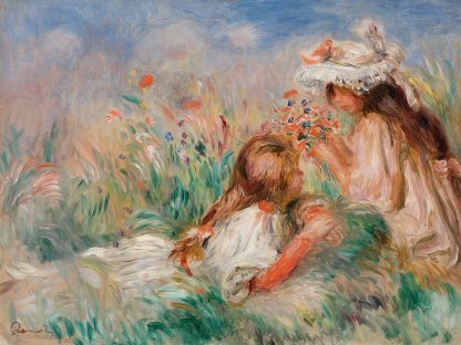 PIERRE-AUGUSTE RENOIR - Girls in the Grass Arranging a Bouquet