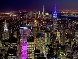 RICHARD BERENHOLTZ - Midtown and Lower Manhattan at Night