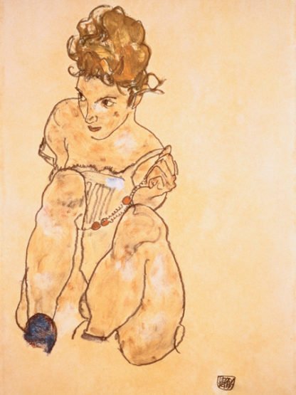 EGON SCHIELE - Seated Girl in Slip