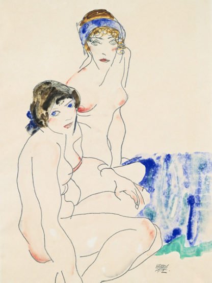 EGON SCHIELE - Two Female Nudes by the Water