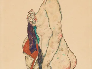 EGON SCHIELE - Standing Nude with a Patterned Robe