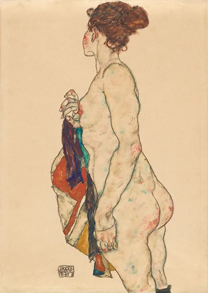 EGON SCHIELE - Standing Nude with a Patterned Robe