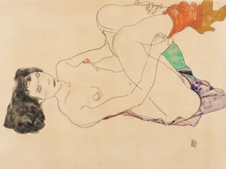 EGON SCHIELE - Reclining Female Nude, 1913