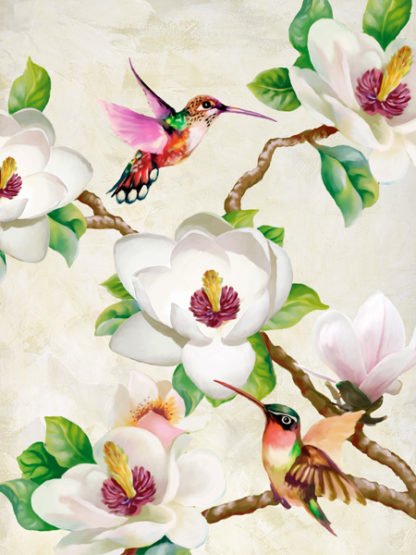 TERRY WANG - Magnolia and Humming Birds