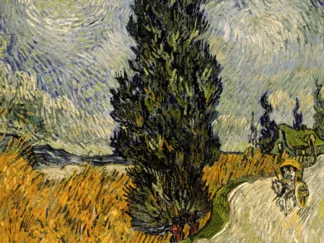 VINCENT VAN GOGH - Road with Cypresses (detail)