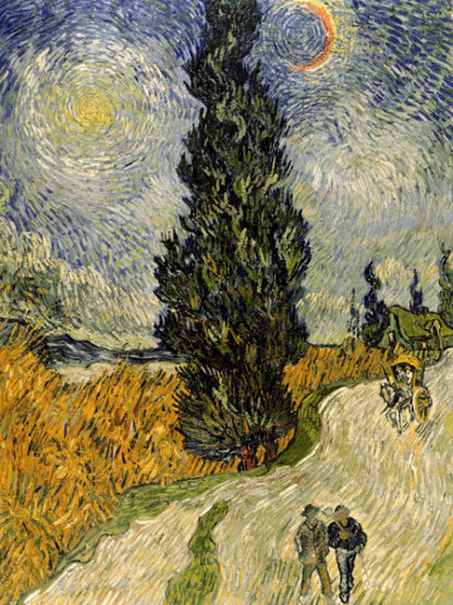 VINCENT VAN GOGH - Road with Cypresses (detail)